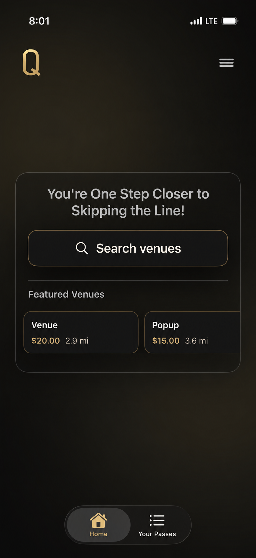 Q app homepage